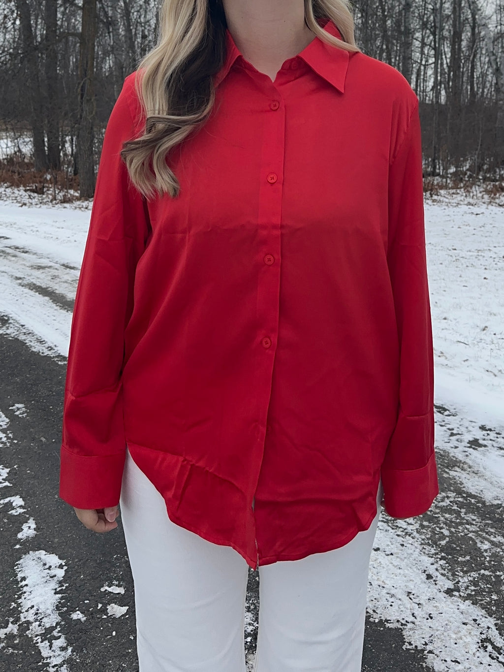 Merry Satin Button-Up