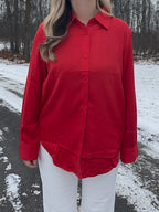 Merry Satin Button-Up